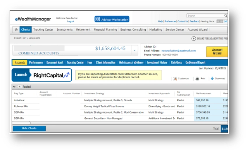 Wealth Manager Dashboard UI