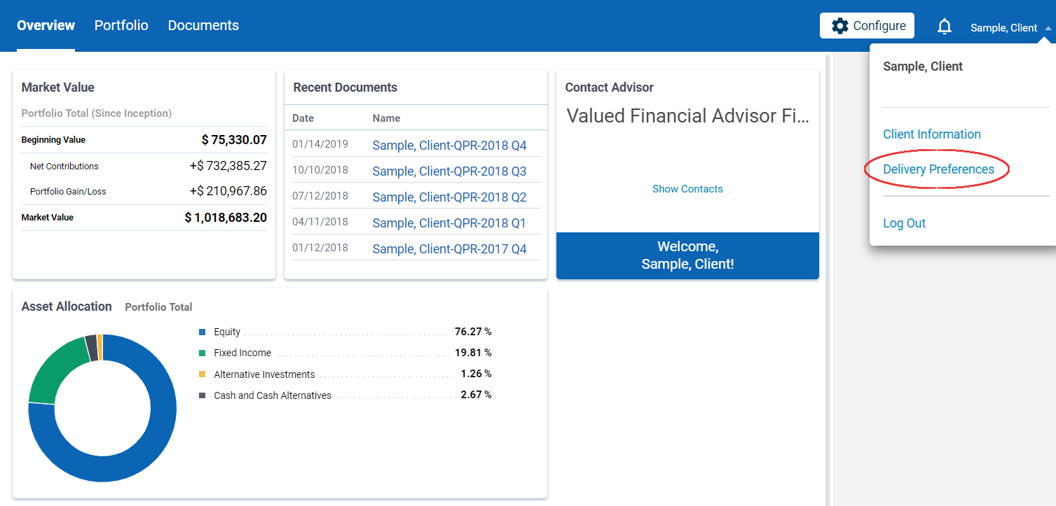 Investor Portal Dashboard UI